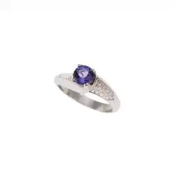 Solitario Sfalsato con Tanzanite 5,5mm e 30 Diamanti