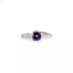 Solitario Sfalsato con Tanzanite 5,5mm e 30 Diamanti