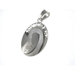 Virgin Mary and baby Jesus pendant white gold