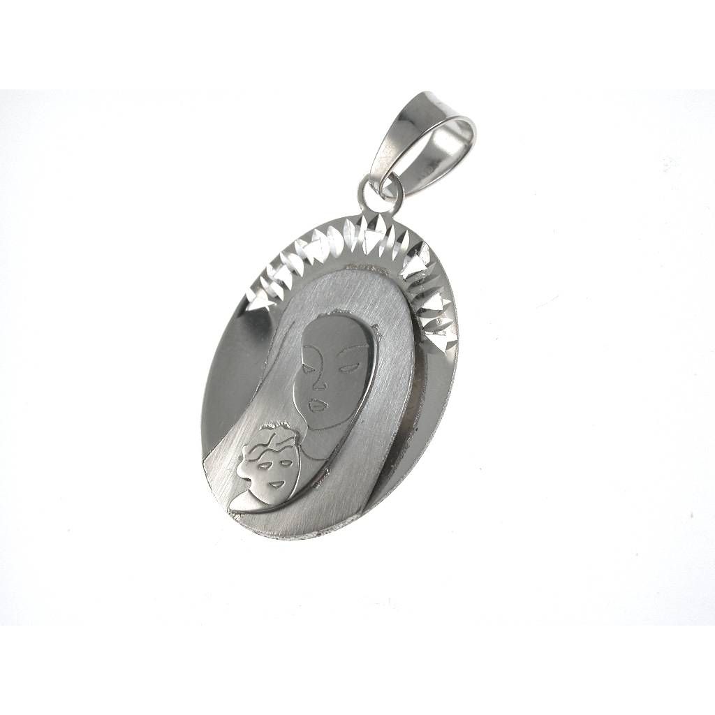 Virgin Mary and baby Jesus pendant white gold