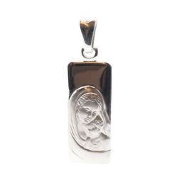 Virgin Mary and baby Jesus pendant white gold