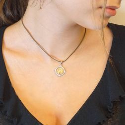 Two-tone Face of Jesus medal with zircons