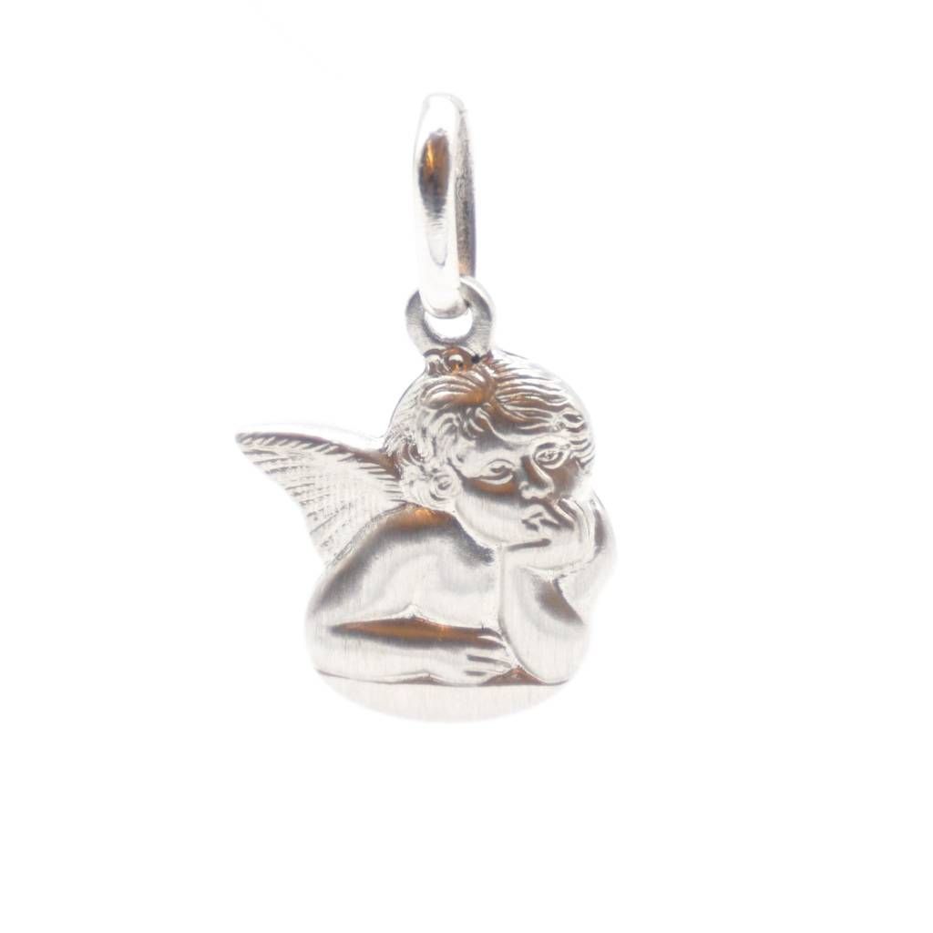 White gold angel pendant