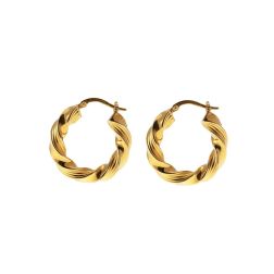 Boccole Torcion Lucide Rigate 2.50cm x 4.70mm Oro Giallo 18kt