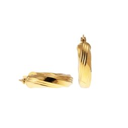 Boccole Ondulate Rigate Lucide 2.30cm x 5.60mm Oro Giallo 18kt