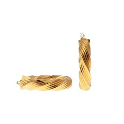 Striped Torcion Hoops 2.70cm x 5.90mm 18kt Yellow Gold