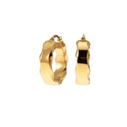 Rectangular Hoops with Wavy edges 2.10cm x 6.10mm 18kt Yellow Gold