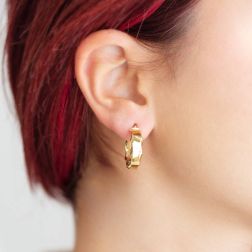 Rectangular Hoops with Wavy edges 2.10cm x 6.10mm 18kt Yellow Gold