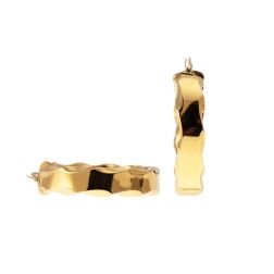 Rectangular Hoops with Wavy edges 2.60cm x 6.10mm 18kt Yellow Gold