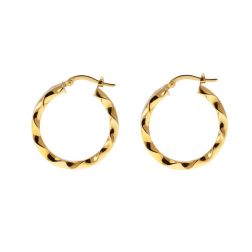 Boccole rettangolari con Bordi ondulati 2.60cm x 6.10mm Oro Giallo 18kt