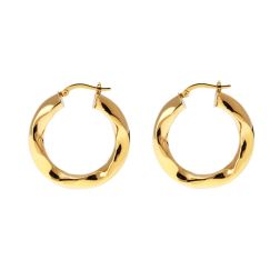 Polished Wavy Hoops 3cm x 7.50mm 18kt Yellow Gold