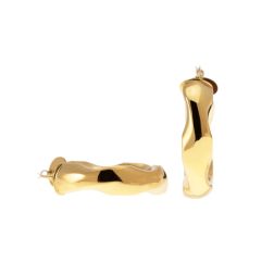 Polished Wavy Hoops 3cm x 7.50mm 18kt Yellow Gold