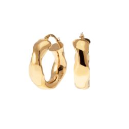Polished Wavy Hoops 2.50cm x 7.50mm 18kt Yellow Gold