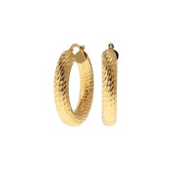 Polished Diamond Hoops 3.30cm x 6mm 18kt Yellow Gold