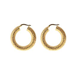 Polished Diamond Hoops 3.30cm x 6mm 18kt Yellow Gold