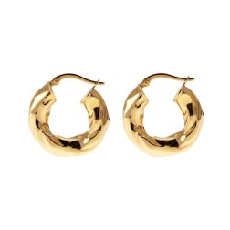 Oblique Wavy Hoops 2.20cm x 5.50mm 18kt Yellow Gold