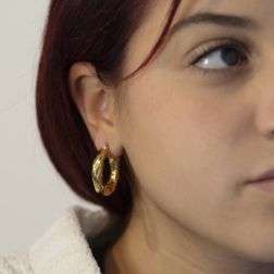 Oblique Wavy Hoops 2.70cm x 5.50mm 18kt Yellow Gold photo worn