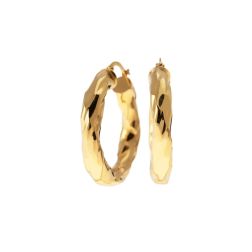 Oblique Wavy Hoops 3.20cm x 5.50mm 18kt Yellow Gold