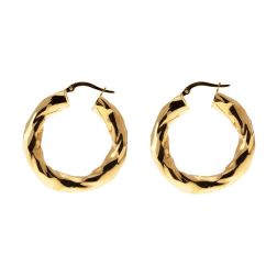 Oblique Wavy Hoops 3.20cm x 5.50mm 18kt Yellow Gold
