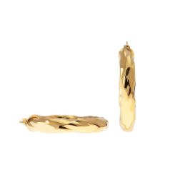 Oblique Wavy Hoops 3.20cm x 5.50mm 18kt Yellow Gold