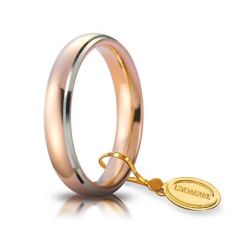 Fede Comoda 4 mm Oro Rosa con bordi bianchi Rodiati UNOAERRE