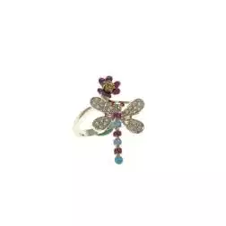 Anello Libellula viola e celeste