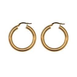 Boccole Tonde Rigate Incavate al centro Oro Giallo 18kt