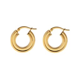 Round Striped Hoops 1.85cm Hollowed in the Center 18kt Yellow Gold