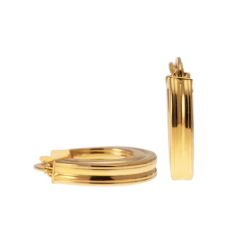 Round Striped Hoops 1.85cm Hollowed in the Center 18kt Yellow Gold