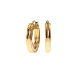 Boccole Tonde Rigate 2.40cm Incavate al centro Oro Giallo 18kt
