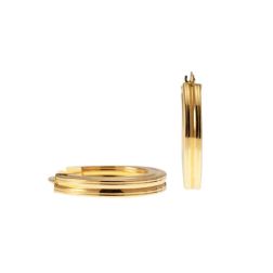 Round Striped Hoops 2.40cm Hollowed in the Center 18kt Yellow Gold