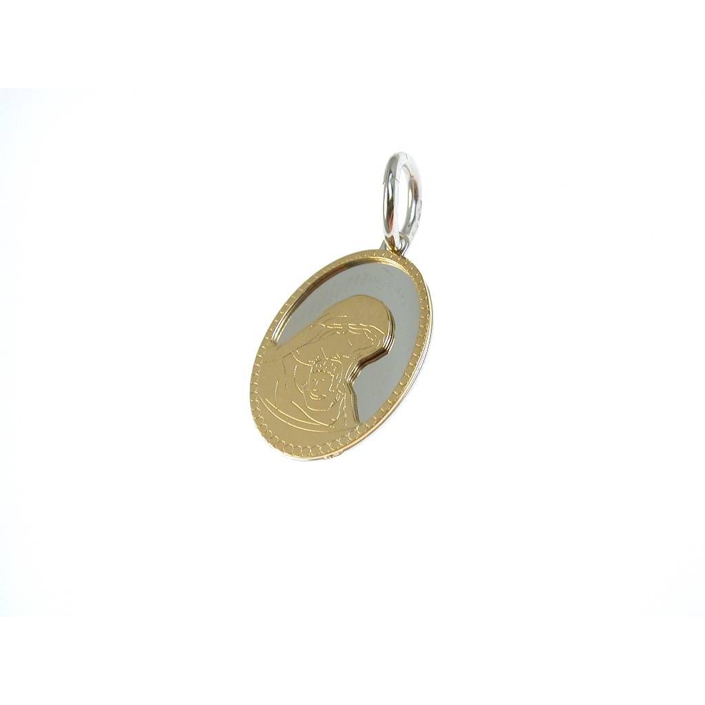 Medaglia Ovale Madonna col bambino bicolore
