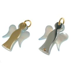 Two-tone angel and mother-of-pearl pendant
