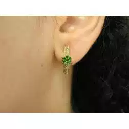 Photo of worn Hoops Green Flower with Diamonds and Emeralds