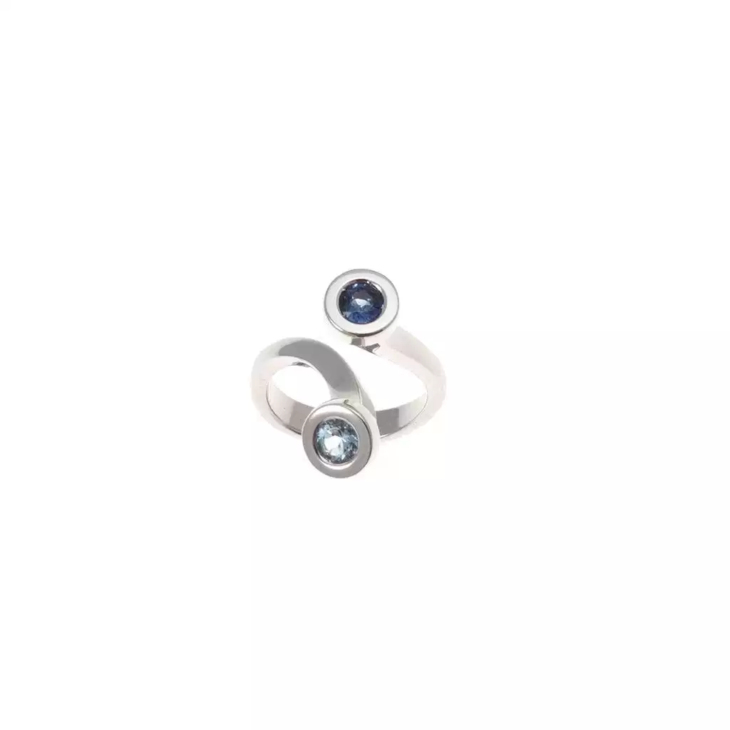 Anello Steli toni di Blu Acquamarina e Zaffiro Blu