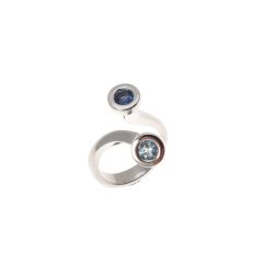 Ring Stems shades of Blue Acquamarine and Blue Sapphires
