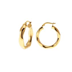 Polished Wavy Hoops 3cm x 5.30mm 18kt Yellow Gold