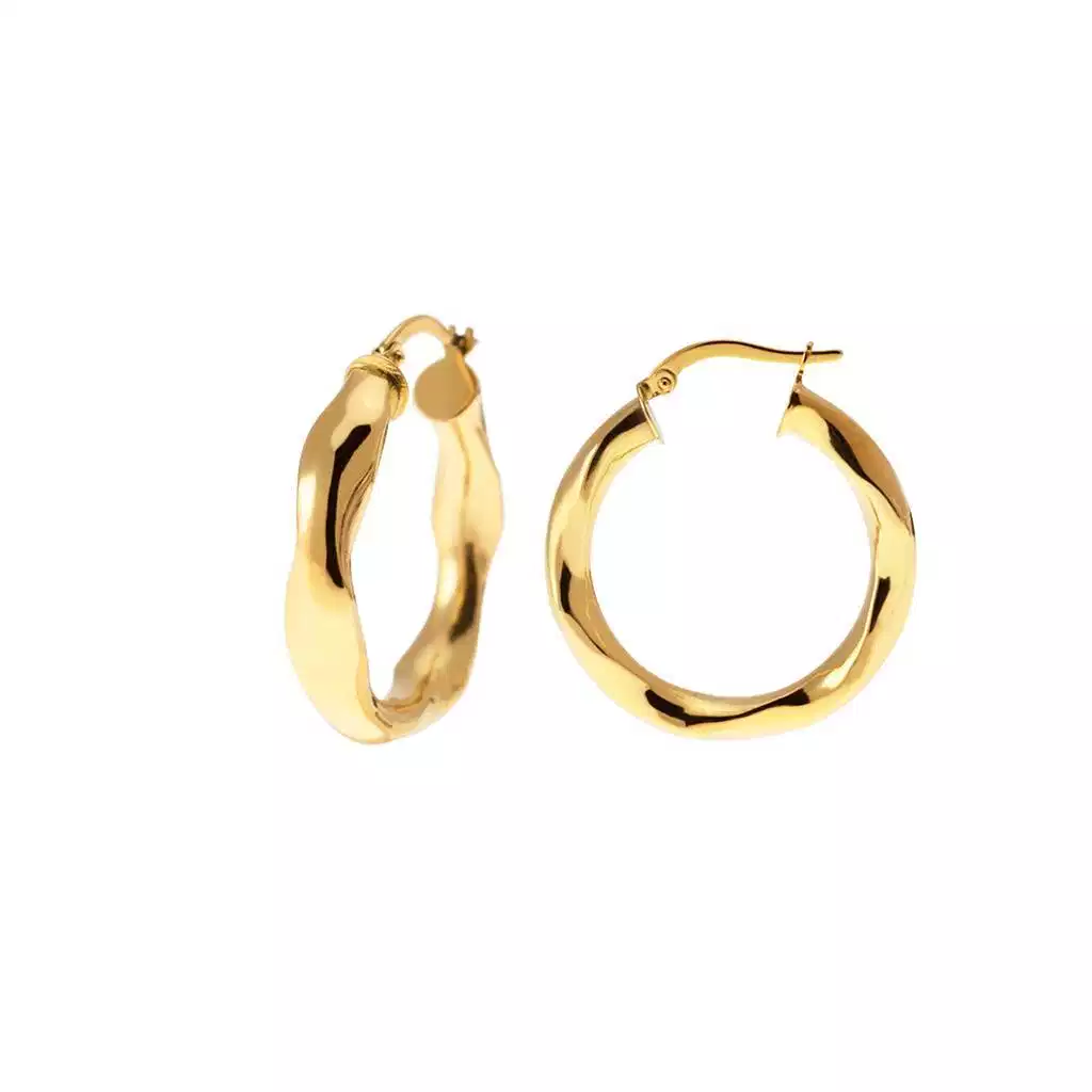 Boccole Ondulate Lucide 3cm x 5.30mm Oro Giallo 18kt