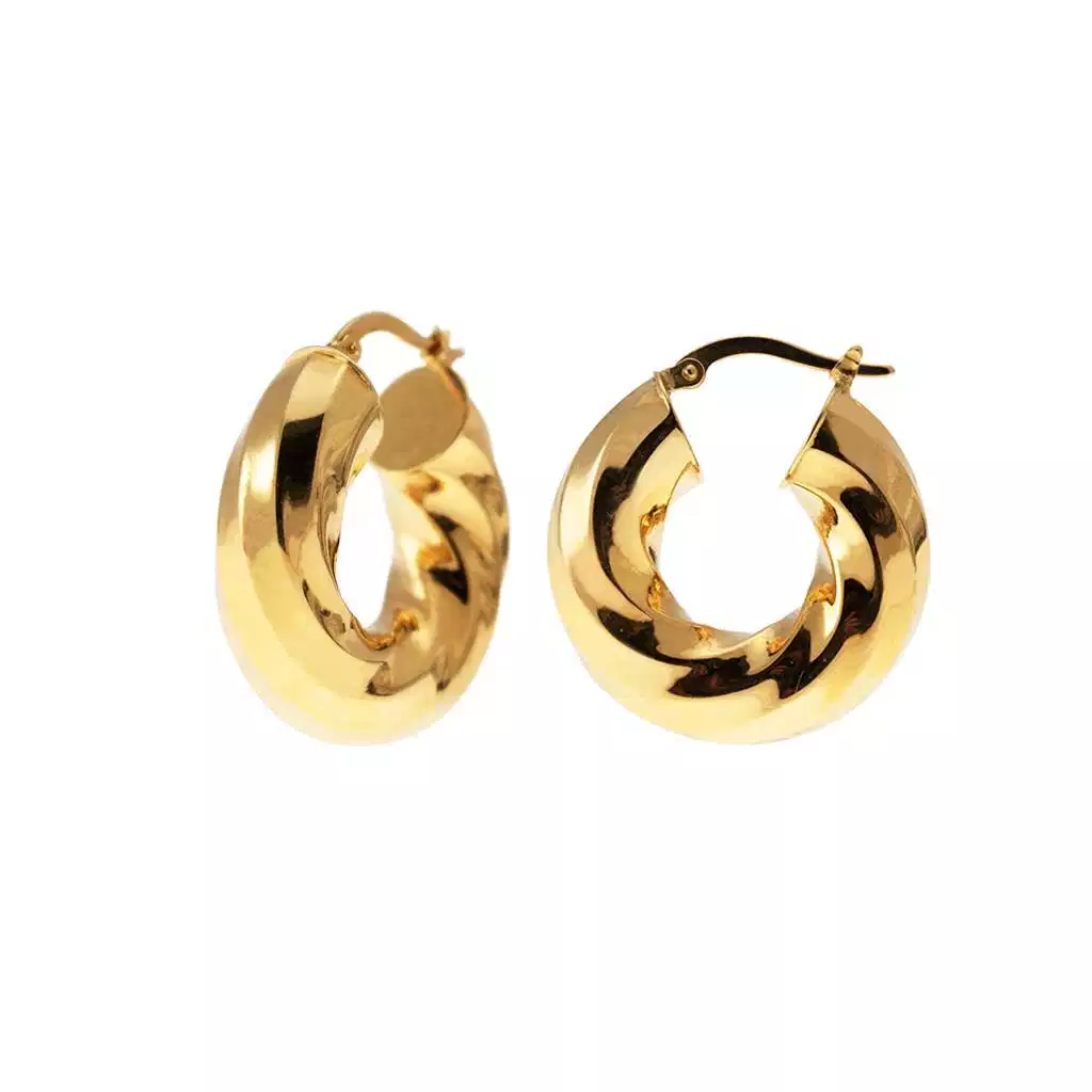 Boccole Torchon Spirale 2.50cm x 7.50mm Oro Giallo 18kt