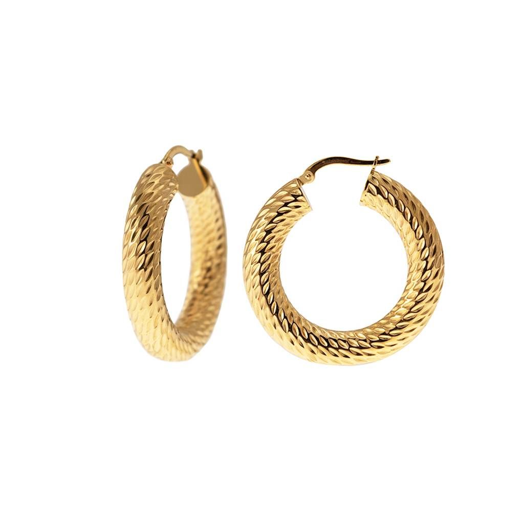 Boccole Diamantate Lucide 3.30cm x 6mm Oro Giallo 18kt