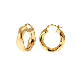 Polished Wavy Hoops 2.50cm x 7.50mm 18kt Yellow Gold