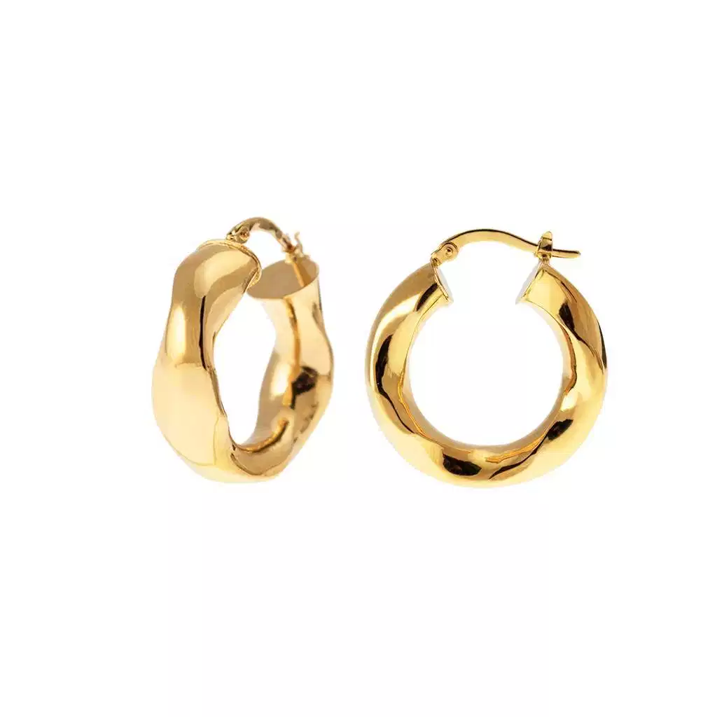 Boccole Ondulate Lucide 2.50cm x 7.50mm Oro Giallo 18kt