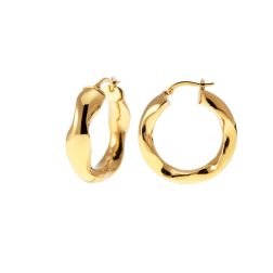 Polished Wavy Hoops 3cm x 7.50mm 18kt Yellow Gold