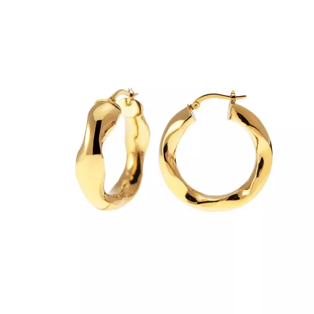 Boccole Ondulate Lucide 3cm x 7.5mm Oro Giallo 18kt