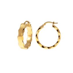 Rectangular Hoops with Wavy edges 2.60cm x 6.10mm 18kt Yellow Gold