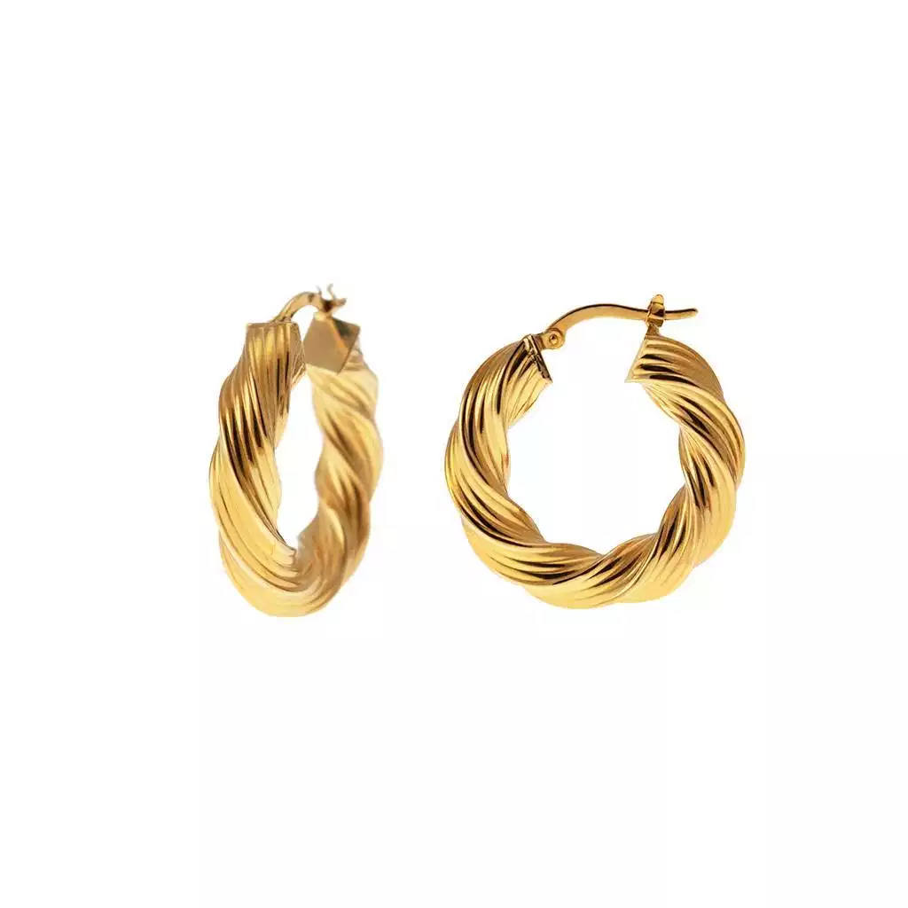 Boccole Torchon Rigate 2.70cm x 5.90mm Oro Giallo 18kt