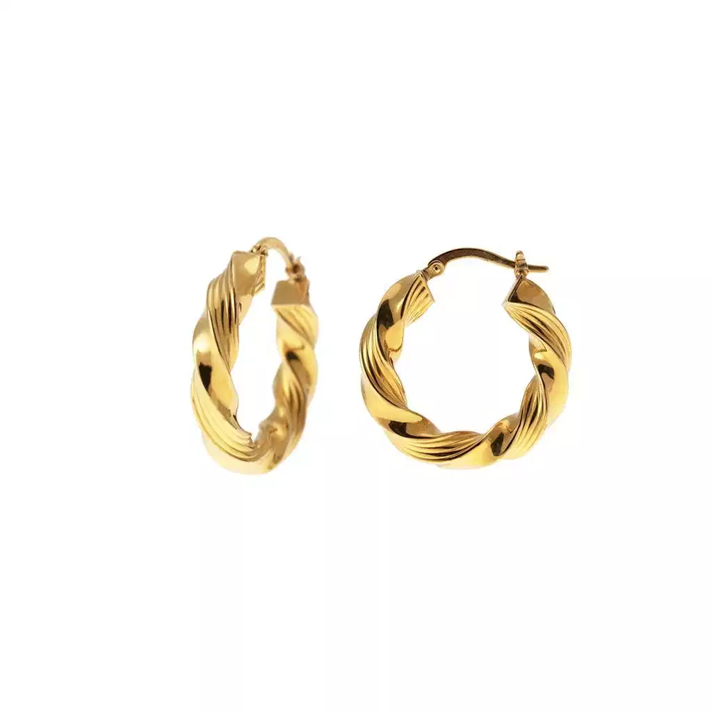 Boccole Torchon Lucide Rigate 2.50cm x 4.70mm Oro Giallo 18kt