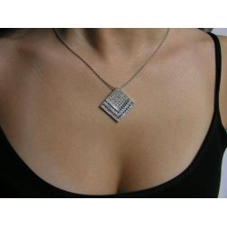 Photo of worn Amelia Blue Necklace with Blue Sapphires and Diamonds