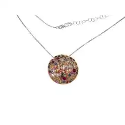 Collana in oro bianco con Ciondolo Coriandoli in oro rosa