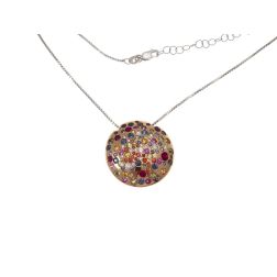 Rose Gold Confetti Pendant with white gold necklace